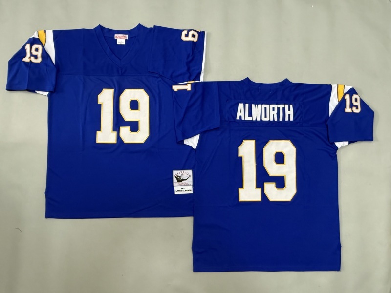 Men 2025 Los Angeles Chargers 19 Alworth blue Throwback Limited NFL Jersey style 002